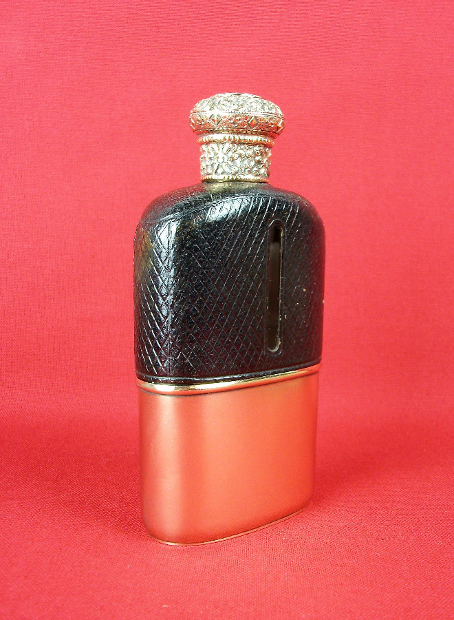 silver gilt hip flask